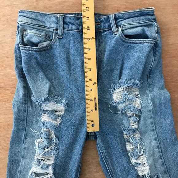 Cello Jeans Women 7 Blue High Rise Distressed Destroyed Raw Hem Medium Wash - Picture 8 of 13